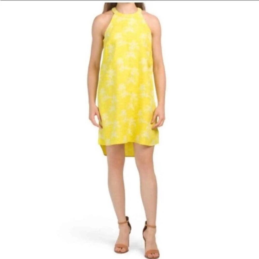 C&C California Linen Yellow Tropical Tunic Dress Medium